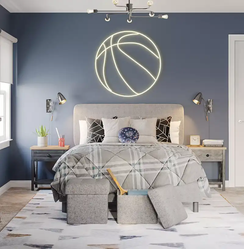 Contemporary, Modern, Industrial Bedroom Design by Havenly Interior Designer Ingrid
