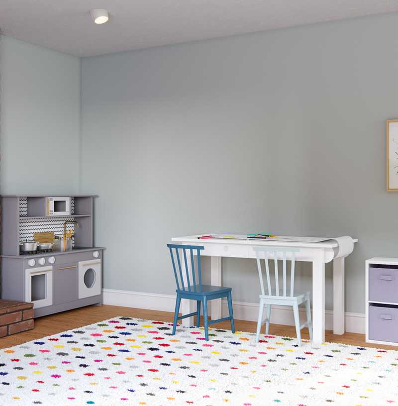 Eclectic, Preppy Playroom Design by Havenly Interior Designer Megan