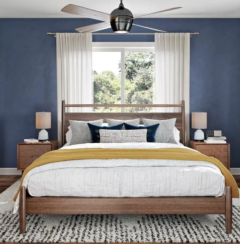 Bohemian, Midcentury Modern Bedroom Design by Havenly Interior Designer Carla