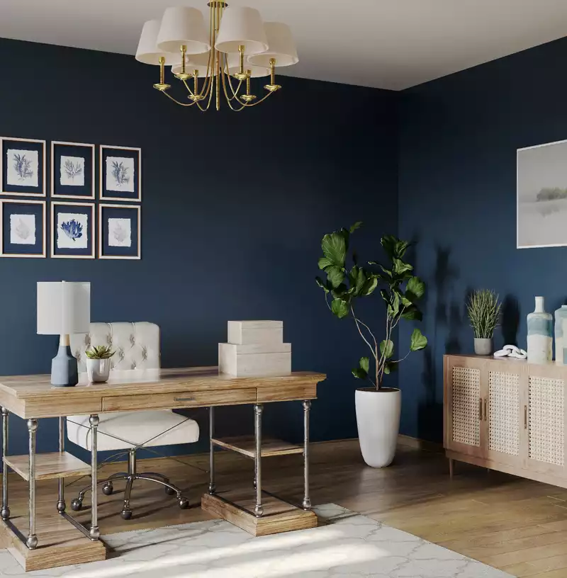 Coastal, Glam, Farmhouse Office Design by Havenly Interior Designer Mikaela