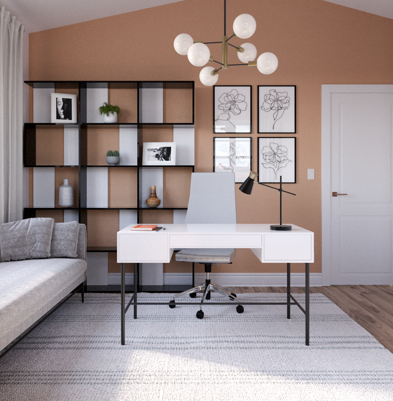 Contemporary, Modern, Bohemian, Midcentury Modern, Scandinavian Office Design by Havenly Interior Designer Carine