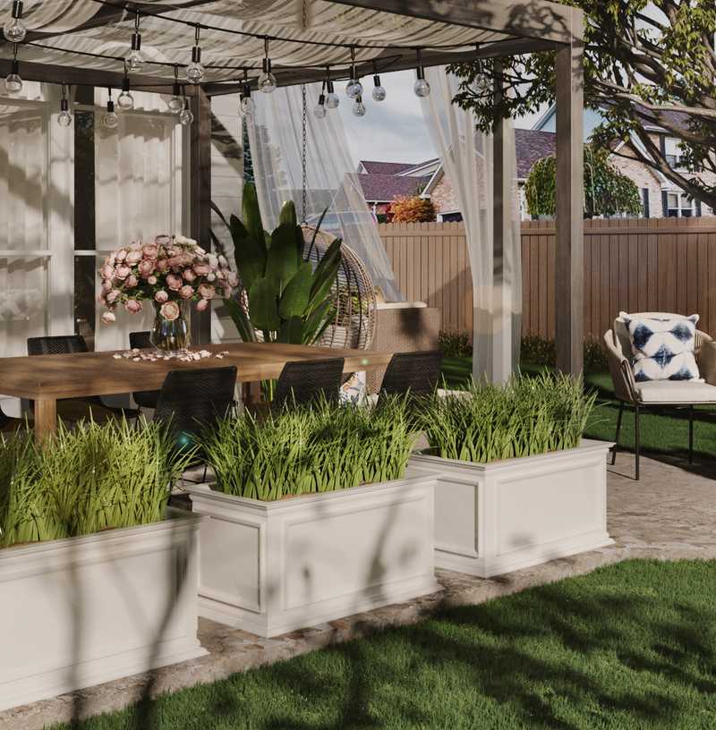 Modern, Bohemian, Coastal, Transitional Outdoor Space Design by Havenly Interior Designer Jennifer