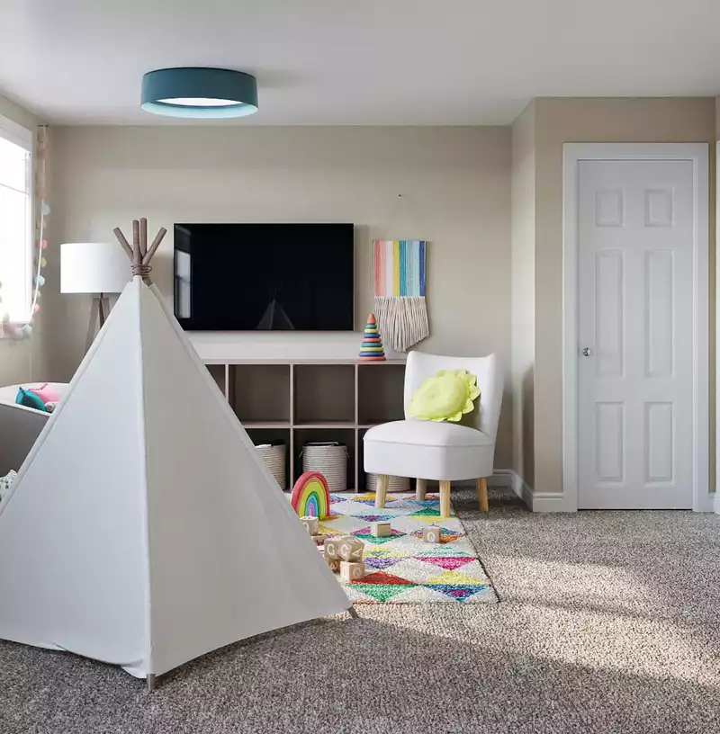 Bohemian, Midcentury Modern, Scandinavian Playroom Design by Havenly Interior Designer Elizabeth