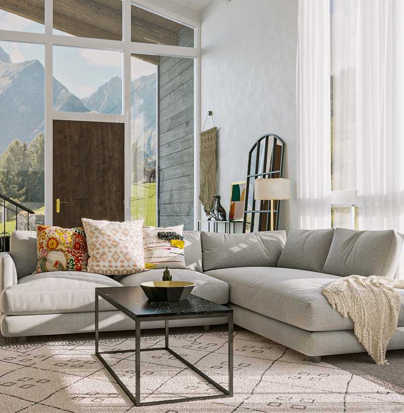 Modern, Bohemian, Midcentury Modern Living Room Design by Havenly Interior Designer Krishnendhu