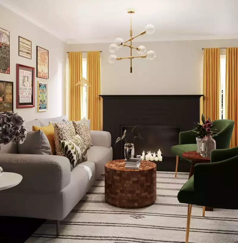 Eclectic, Global, Midcentury Modern Living Room Design by Havenly Interior Designer Veronica