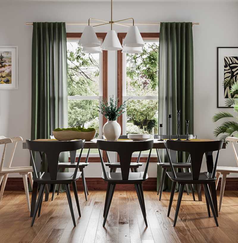 Bohemian, Midcentury Modern Dining Room Design by Havenly Interior Designer Emily