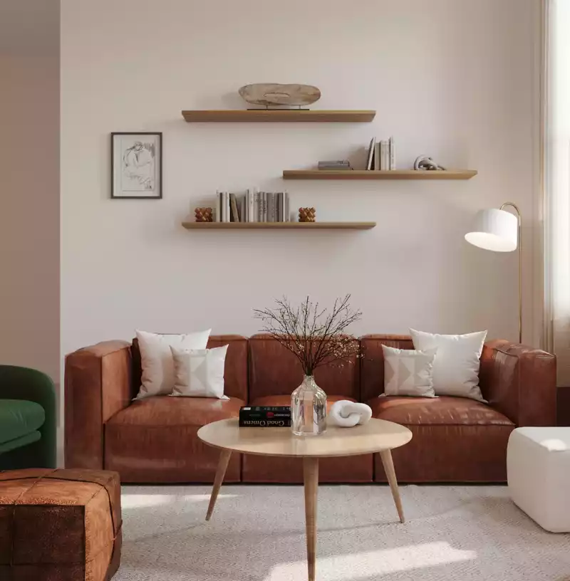 Southwest Inspired, Midcentury Modern, Scandinavian Living Room Design by Havenly Interior Designer Marley