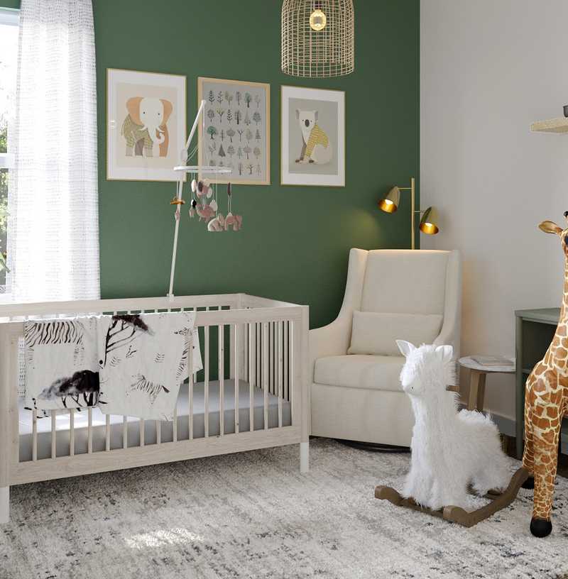 Bohemian, Midcentury Modern Nursery Design by Havenly Interior Designer Lena