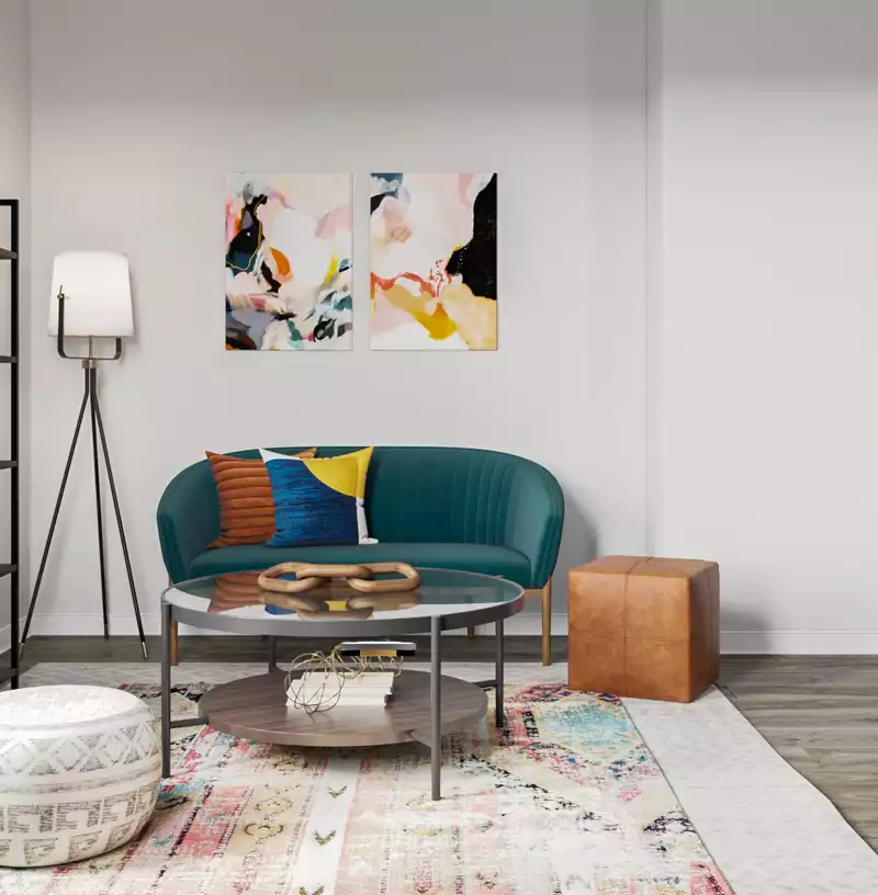 Eclectic, Bohemian, Midcentury Modern Reading Room Design by Havenly Interior Designer Nicole