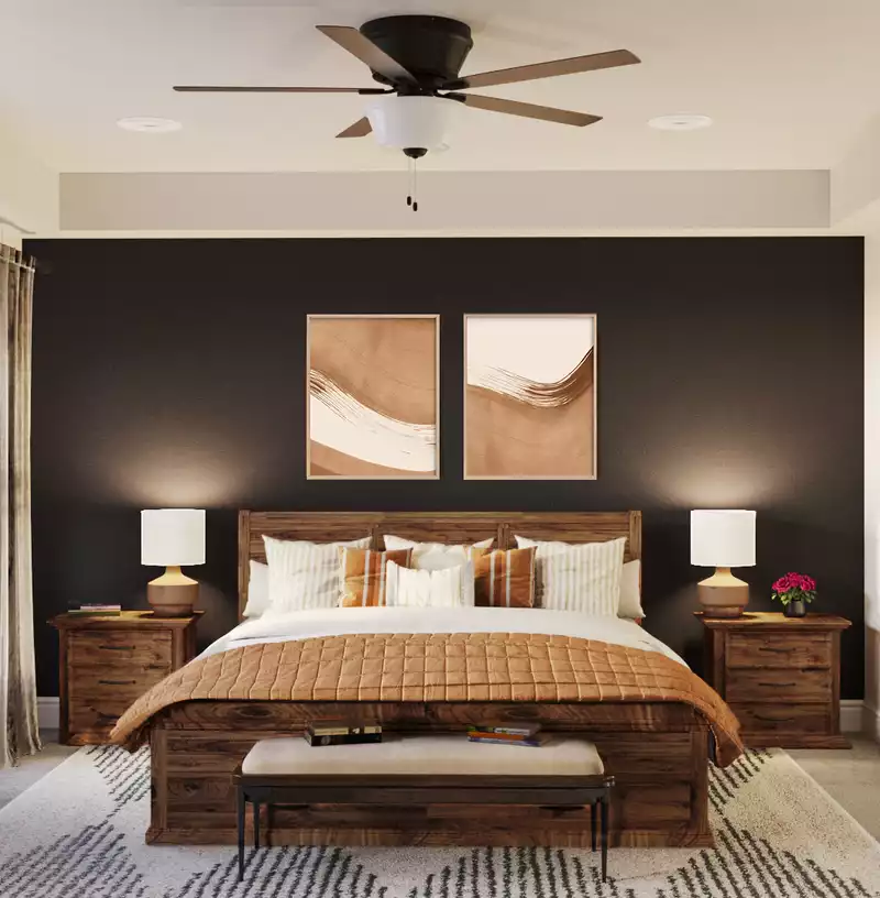 Bohemian, Midcentury Modern, Scandinavian Bedroom Design by Havenly Interior Designer Carla