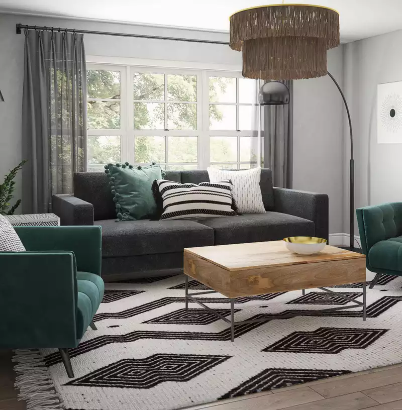 Modern, Eclectic, Industrial Living Room Design by Havenly Interior Designer Belen