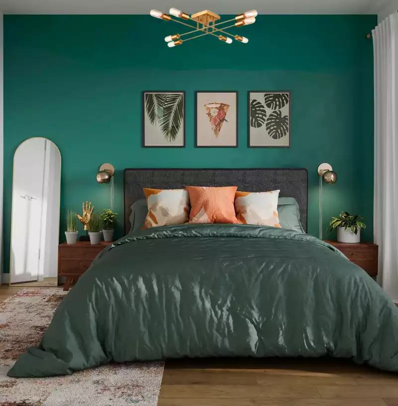 Contemporary, Eclectic, Midcentury Modern Bedroom Design by Havenly Interior Designer Dalia