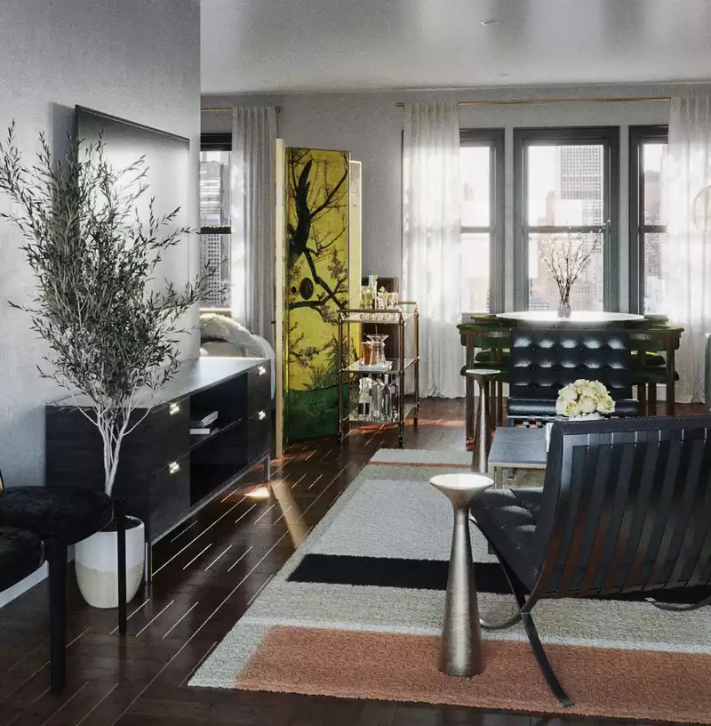 Modern, Coastal, Glam, Minimal, Preppy Living Room Design by Havenly Interior Designer Havenly