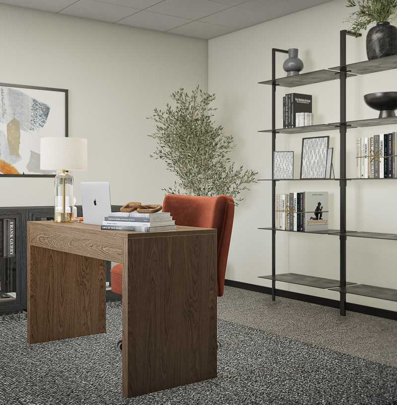 Contemporary, Midcentury Modern Office Design by Havenly Interior Designer Isabel