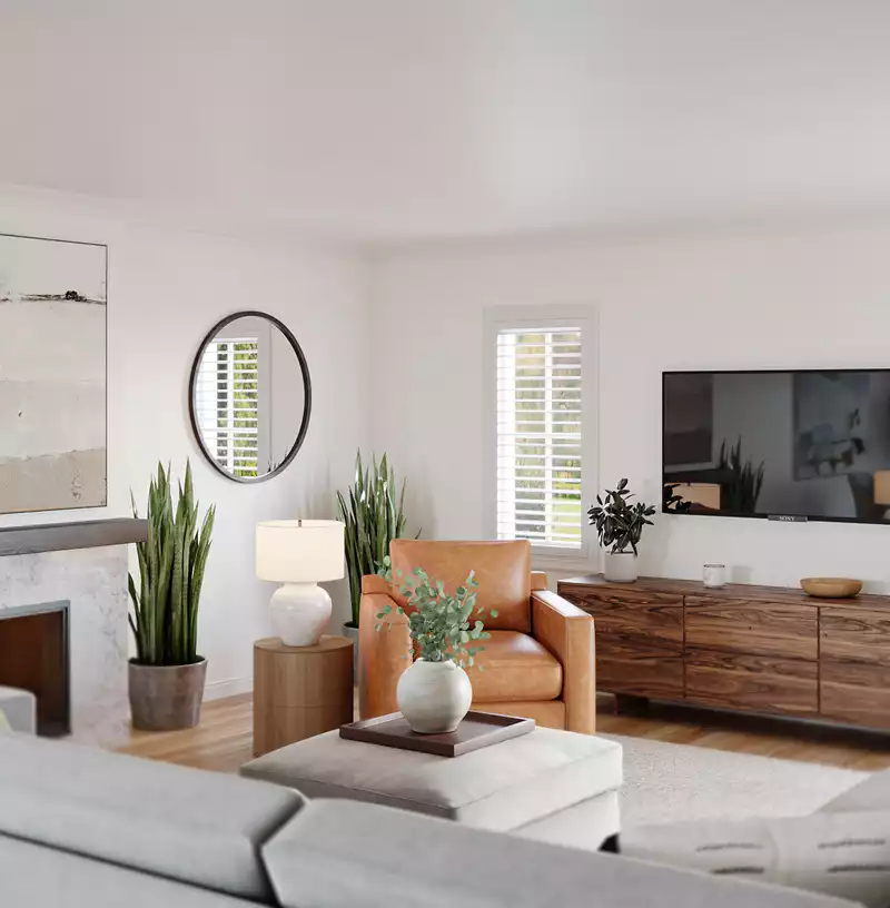 Bohemian, Coastal, Farmhouse, Transitional, Midcentury Modern, Scandinavian Living Room Design by Havenly Interior Designer Tara
