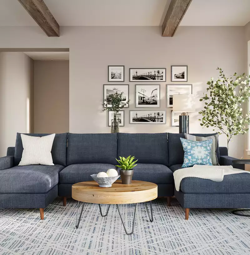 Coastal, Farmhouse Living Room Design by Havenly Interior Designer Tracy