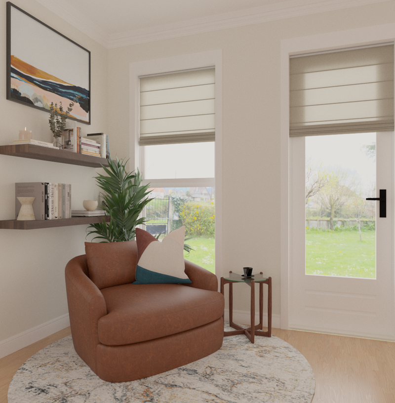 Eclectic, Bohemian, Midcentury Modern Reading Room Design by Havenly Interior Designer Austin