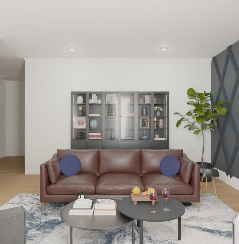 Modern, Glam, Library Living Room Design by Havenly Interior Designer Toussaint