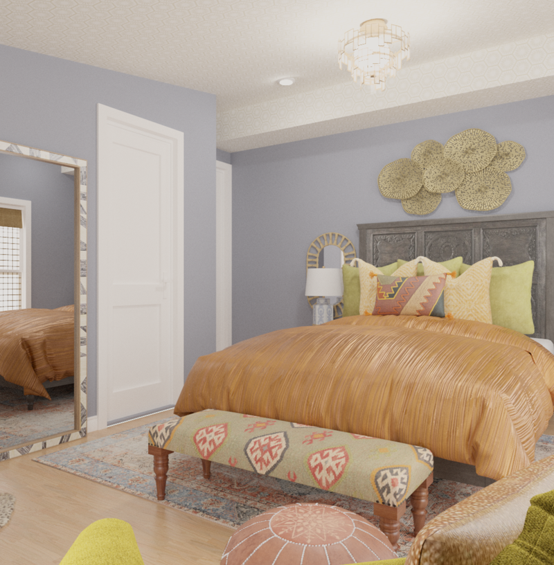 Eclectic, Bohemian, Global Bedroom Design by Havenly Interior Designer Cherish-Joie