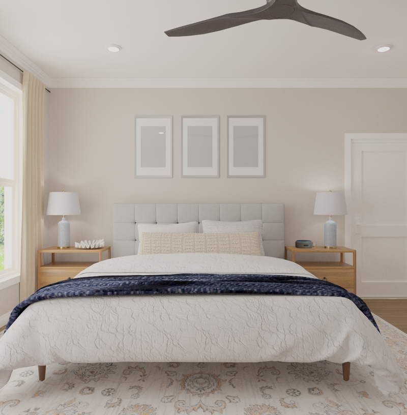 Transitional, Minimal, Classic Contemporary Bedroom Design by Havenly Interior Designer Kait