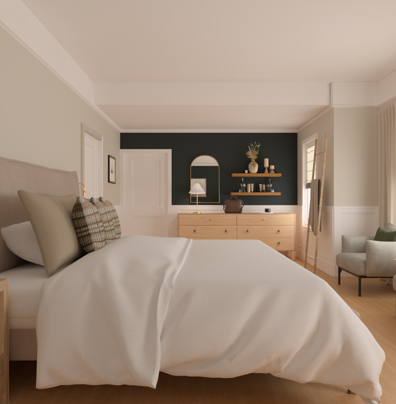 Bohemian, Midcentury Modern Bedroom Design by Havenly Interior Designer Ashley