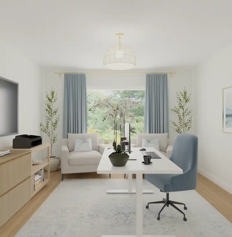 Modern, Coastal, Glam, Transitional Reading Room Design by Havenly Interior Designer Toussaint