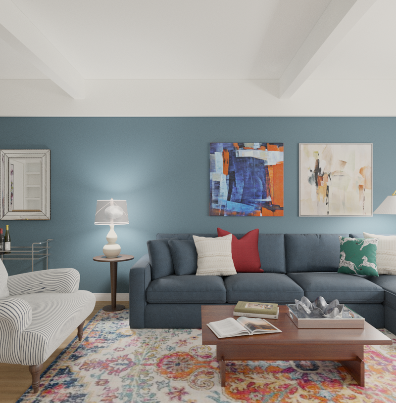 Traditional, Preppy Living Room Design by Havenly Interior Designer Angie