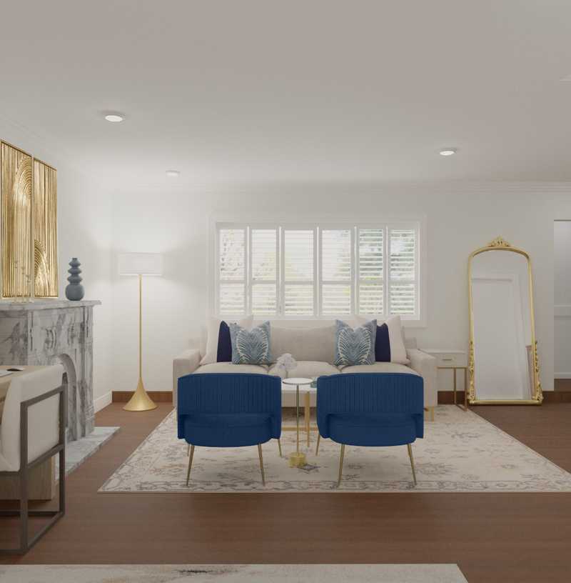 Modern, Farmhouse, Transitional, Midcentury Modern Living Room Design by Havenly Interior Designer Toussaint