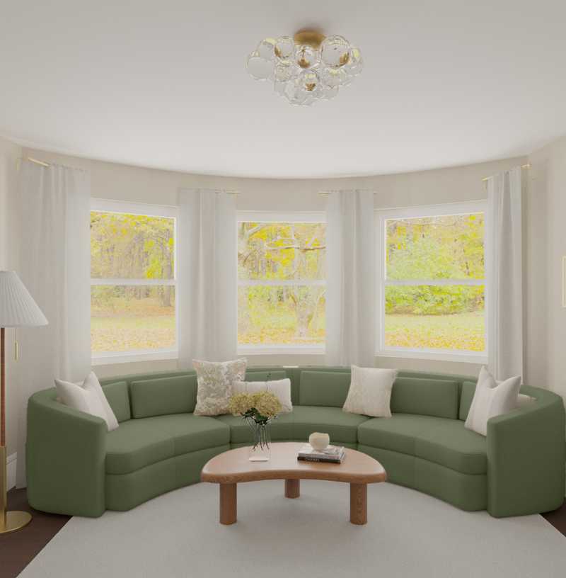 Bohemian, Glam, Transitional, Midcentury Modern, Preppy Living Room Design by Havenly Interior Designer Toussaint