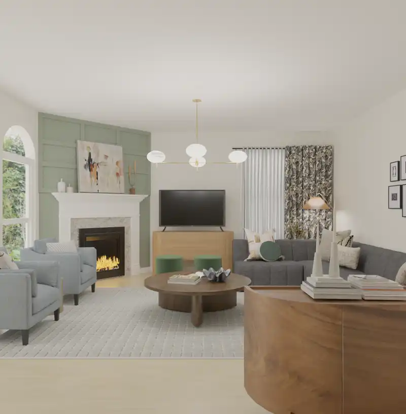 Bohemian, Traditional, Midcentury Modern Living Room Design by Havenly Interior Designer Kait