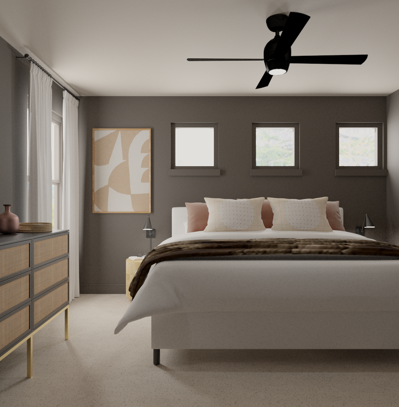 Modern, Eclectic, Midcentury Modern Bedroom Design by Havenly Interior Designer Alix
