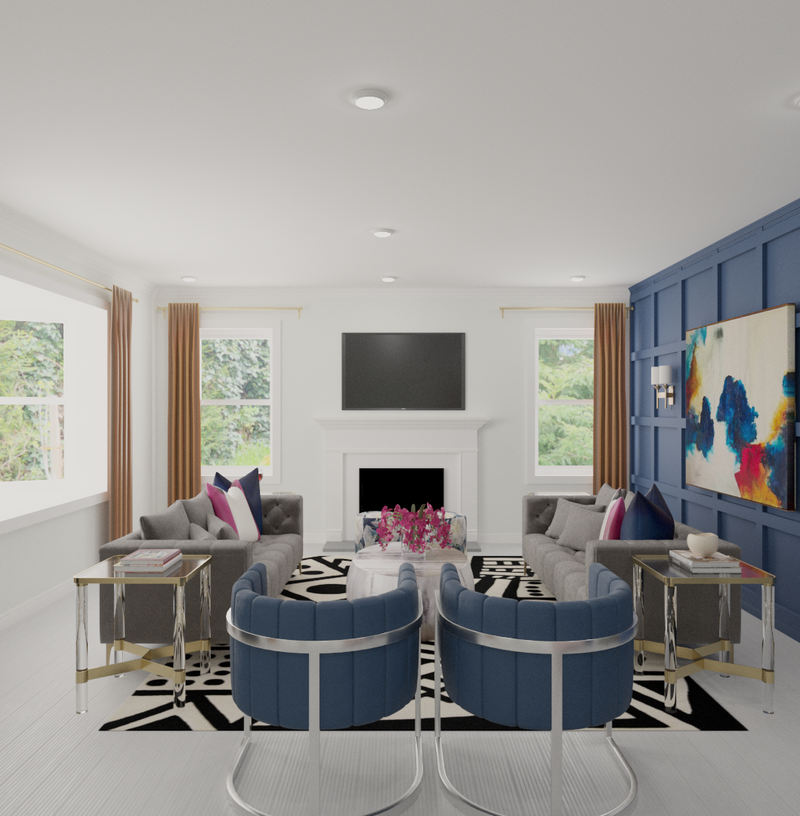 Contemporary, Modern, Glam Living Room Design by Havenly Interior Designer Toussaint
