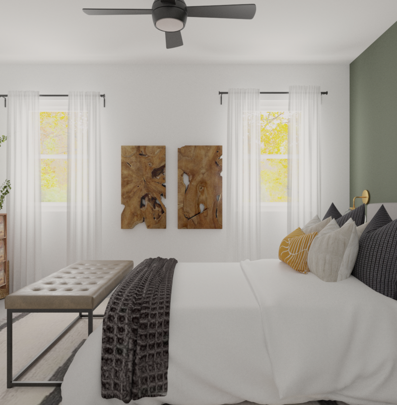 Bohemian, Midcentury Modern, Scandinavian Bedroom Design by Havenly Interior Designer Tara