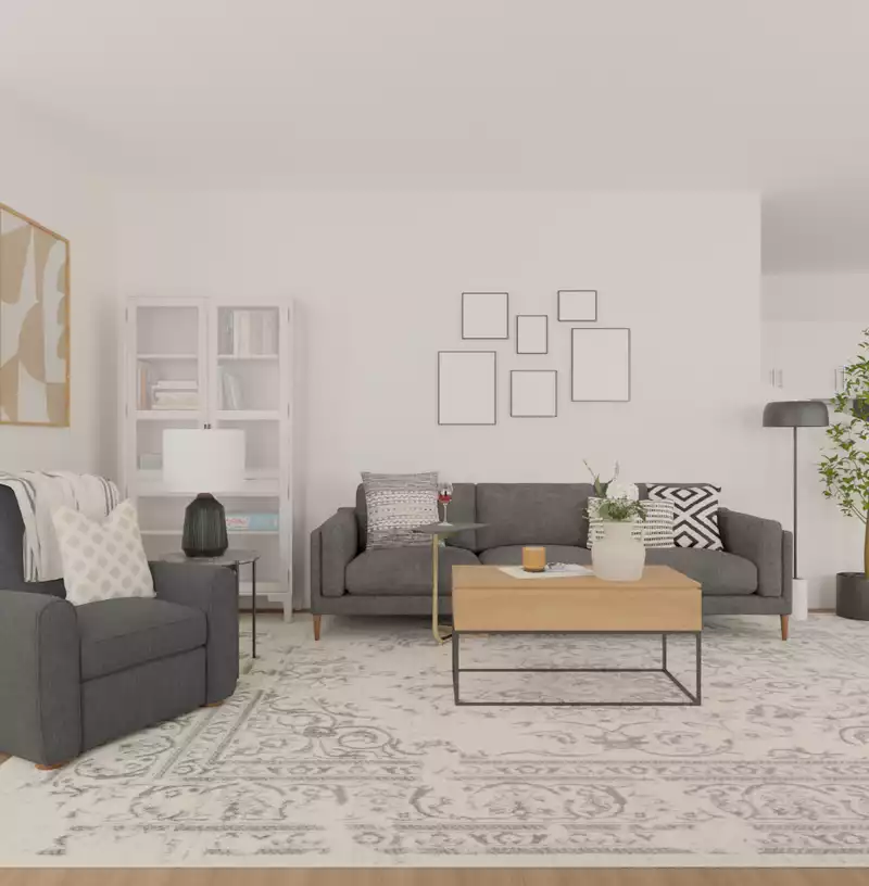 Modern, Bohemian, Midcentury Modern Living Room Design by Havenly Interior Designer Kait