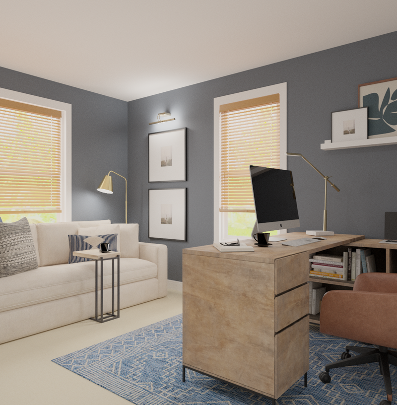Contemporary, Midcentury Modern Office Design by Havenly Interior Designer Ashley