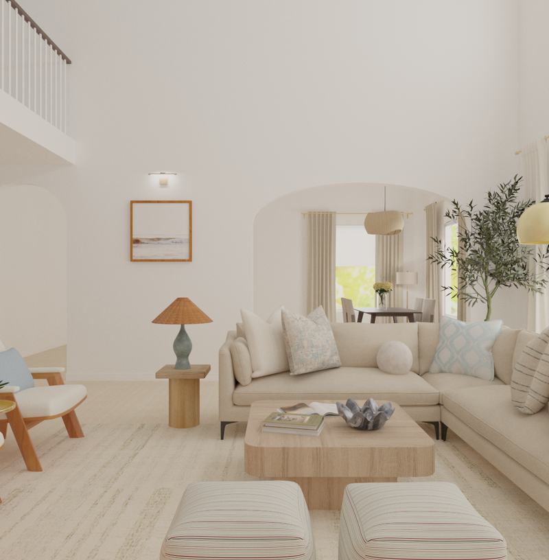 Bohemian, Coastal, Transitional, Scandinavian Living Room Design by Havenly Interior Designer Sana