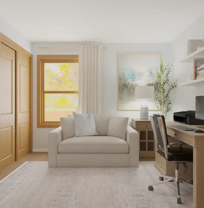 Modern, Coastal, Glam, Transitional Office Design by Havenly Interior Designer Toussaint