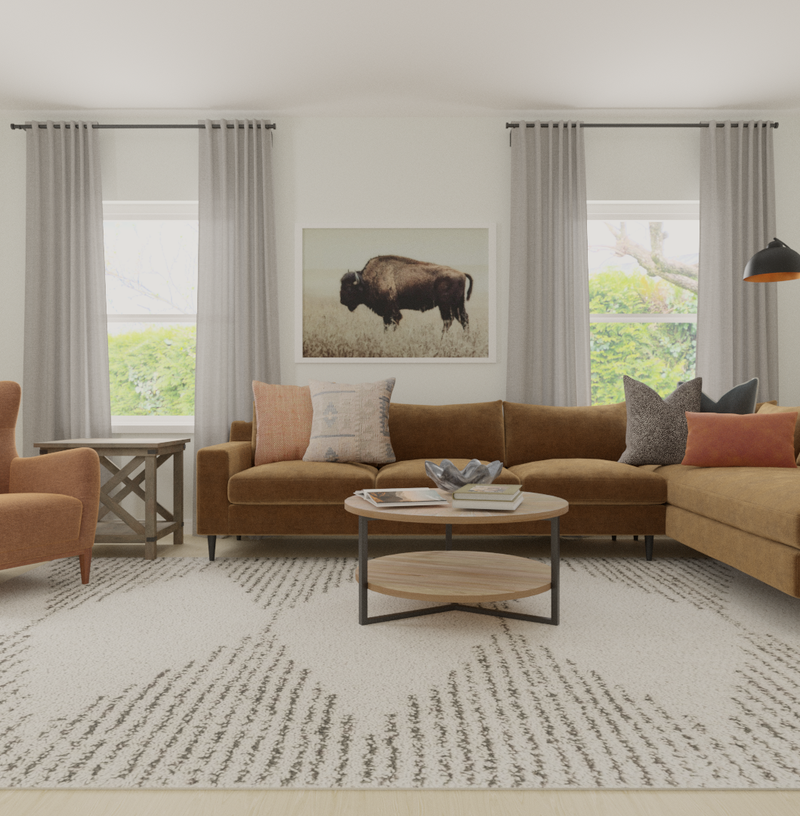 Farmhouse, Southwest Inspired Living Room Design by Havenly Interior Designer Alyssa