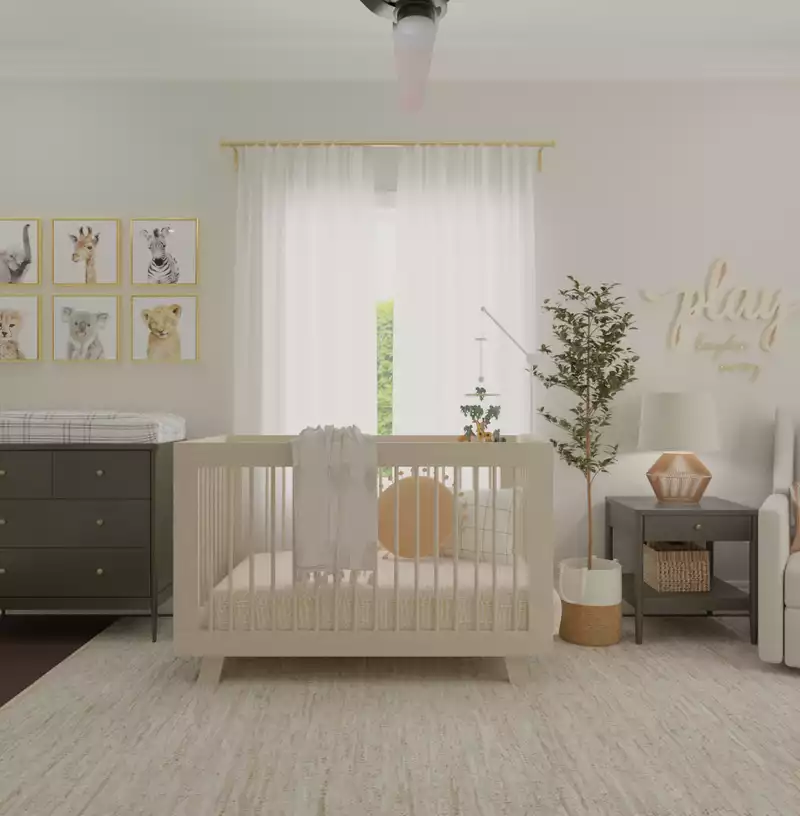 Bohemian, Transitional, Classic Contemporary Nursery Design by Havenly Interior Designer Sana