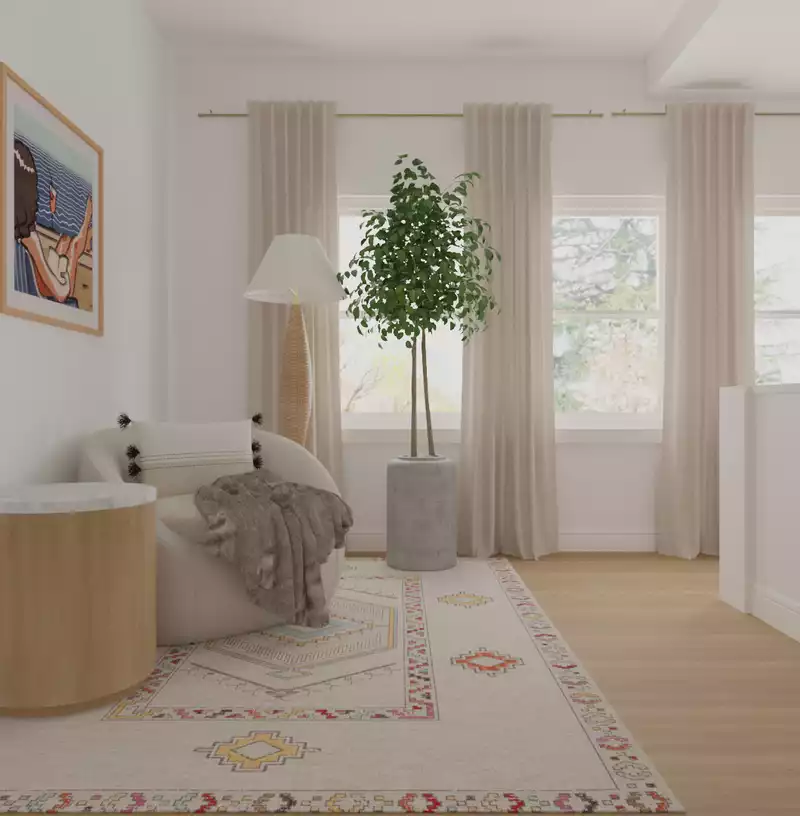 Bohemian, Coastal, Minimal Living Room Design by Havenly Interior Designer Kait