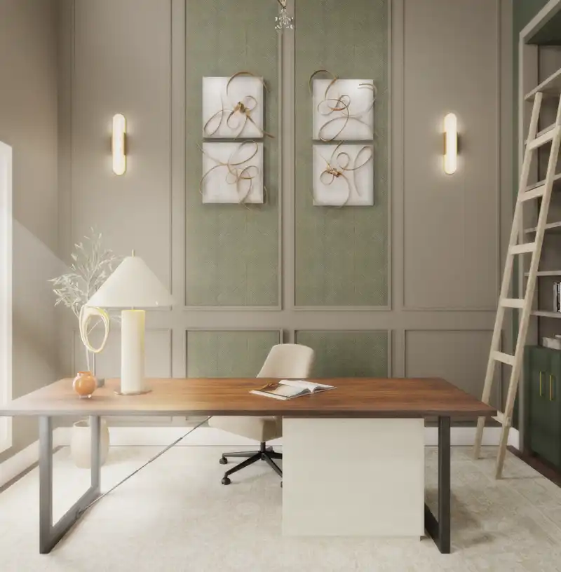 Transitional, Vintage, Classic Contemporary Office Design by Havenly Interior Designer Sana