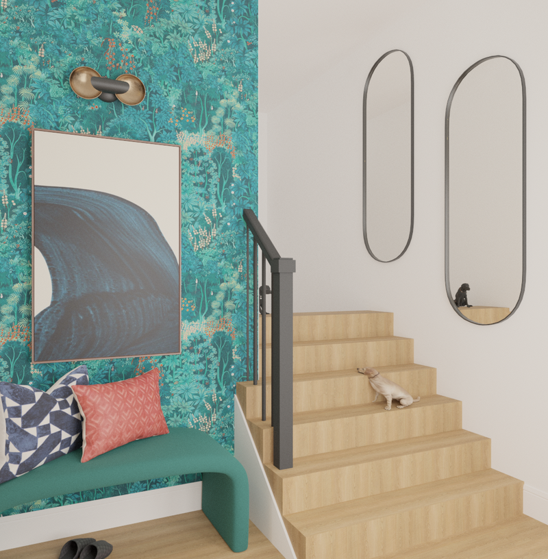 Eclectic, Midcentury Modern Entryway Design by Havenly Interior Designer Jamie