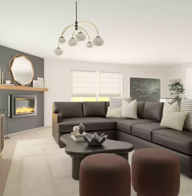 Industrial, Traditional, Library, Vintage Living Room Design by Havenly Interior Designer Ashley