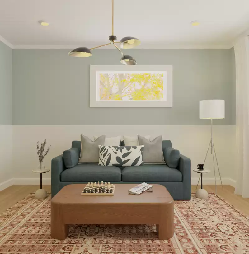 Transitional, Midcentury Modern Living Room Design by Havenly Interior Designer Stephanie