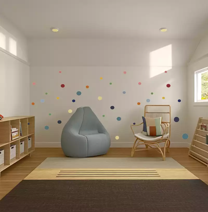Midcentury Modern, Scandinavian Playroom Design by Havenly Interior Designer Stephanie