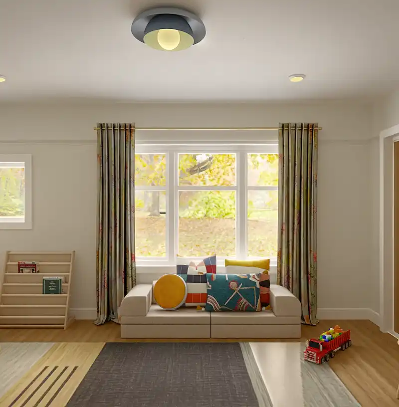 Midcentury Modern, Scandinavian Playroom Design by Havenly Interior Designer Stephanie