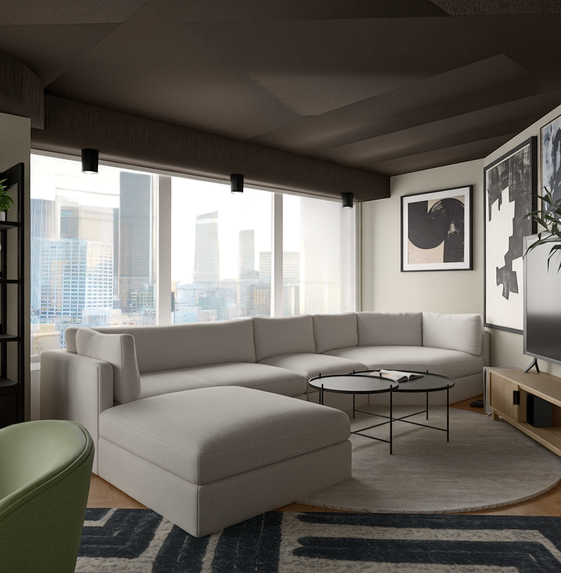 Inspired Modern, Artful Eclectic Living Room Design by Havenly Interior Designer Andrew