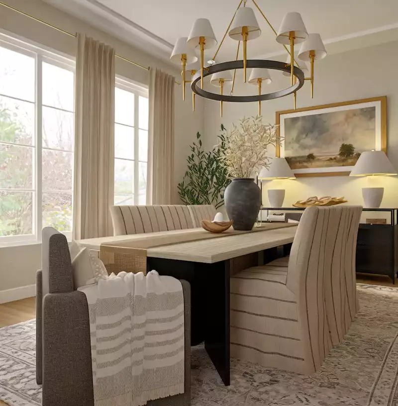 Transitional, Vintage, Classic Contemporary Dining Room Design by Havenly Interior Designer Sana