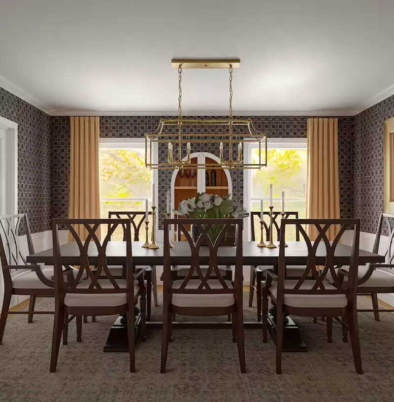 Classic, Glam, Traditional, Transitional Dining Room Design by Havenly Interior Designer Toussaint