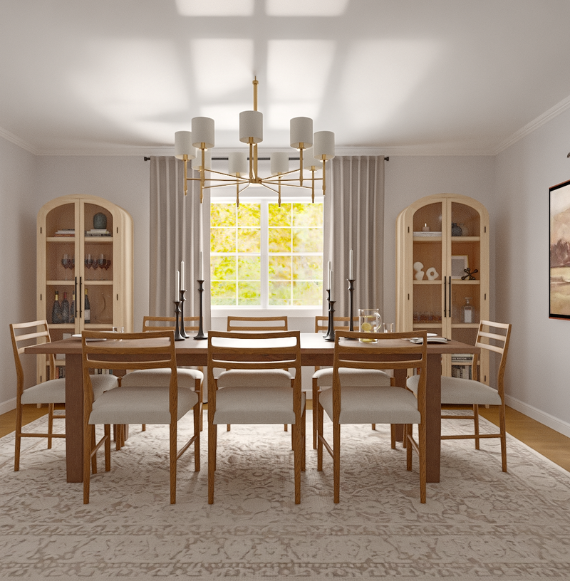 Contemporary, Modern, Farmhouse, Transitional Dining Room Design by Havenly Interior Designer Toussaint